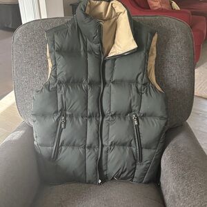 Men's Olive and Tan Puffer Vest